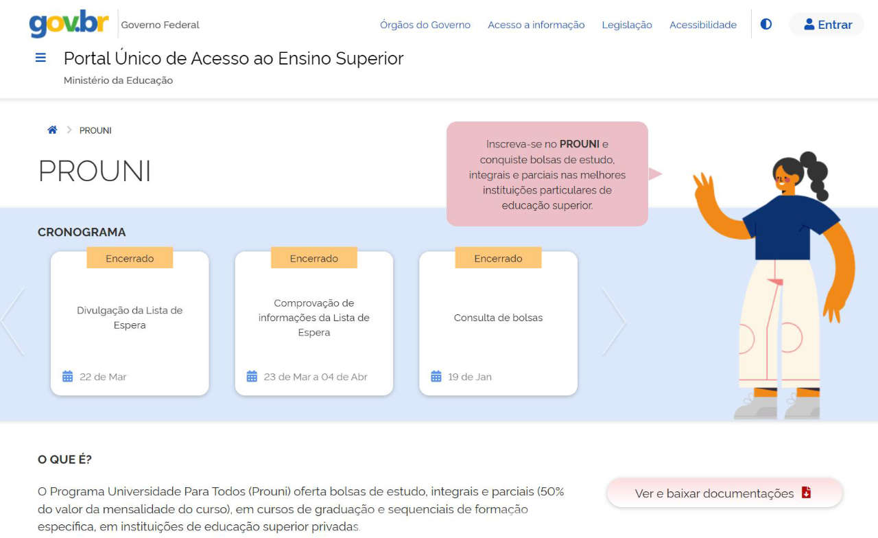 Portal do Prouni para fazer a inscrição 2025