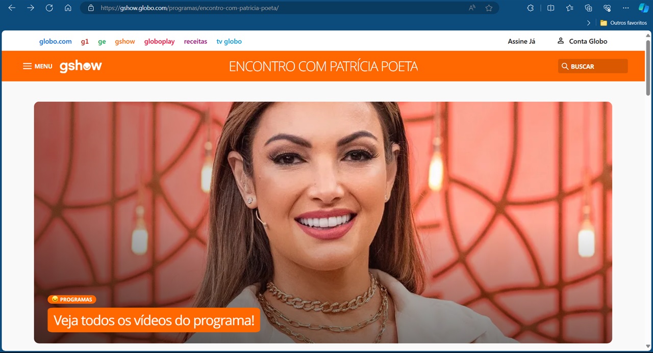 Portal do programa Encontro com Patrícia Poeta 