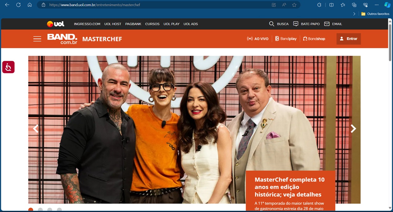 Portal do programa Masterchef Brasil 