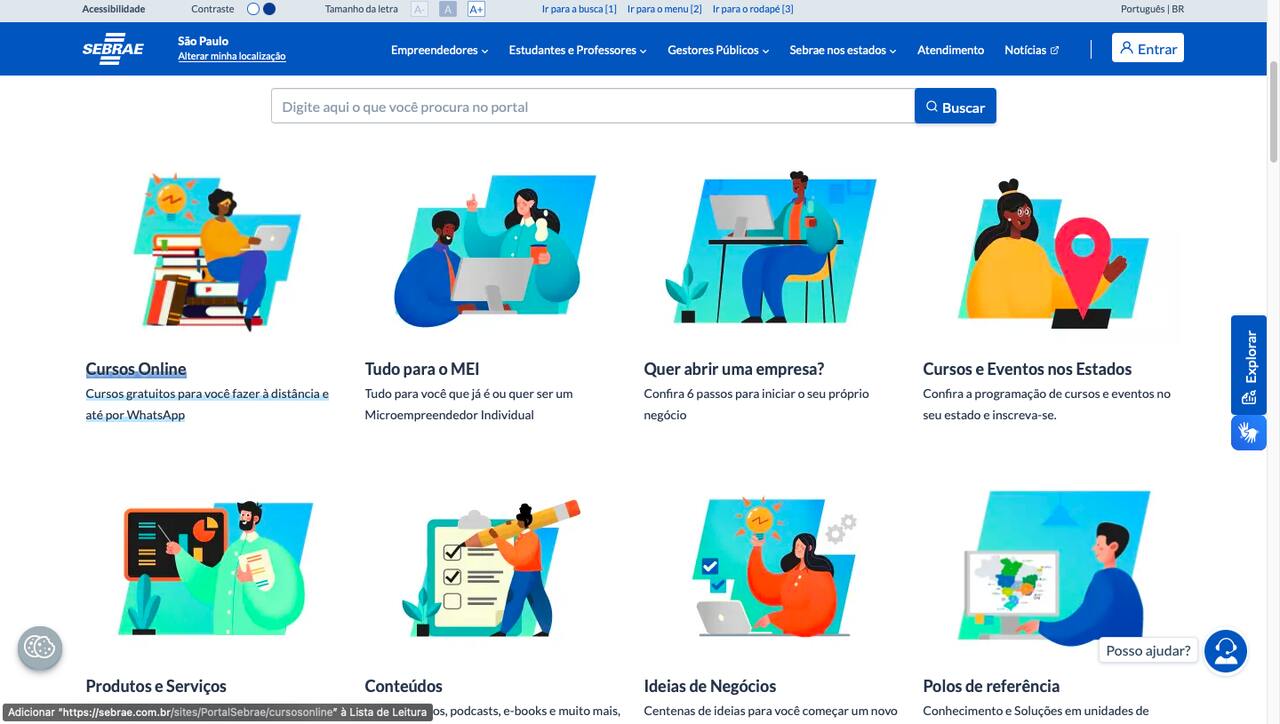 cursos gratuitos no Sebrae