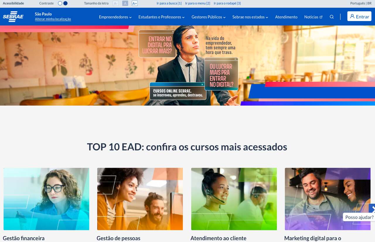 cursos gratuitos no Sebrae