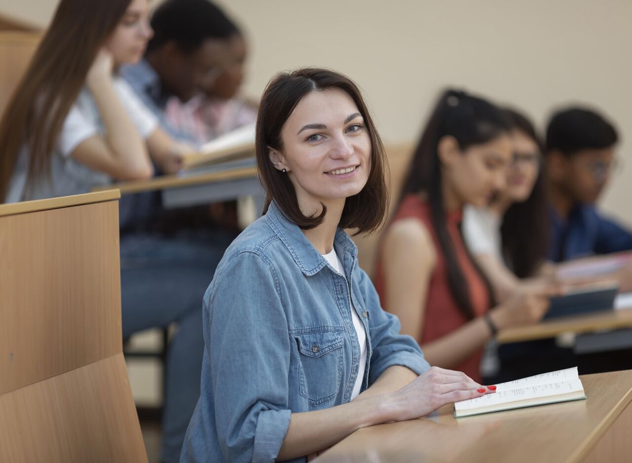 Universitários assistem aula 