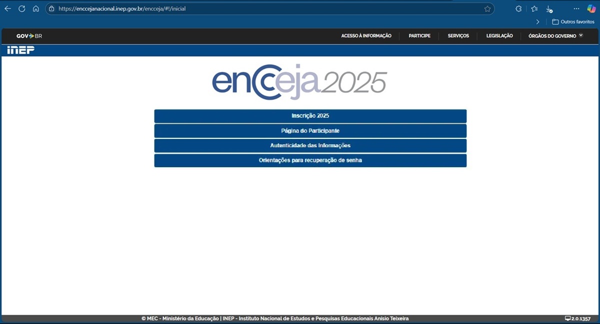Portal do Encceja Nacional 2025 